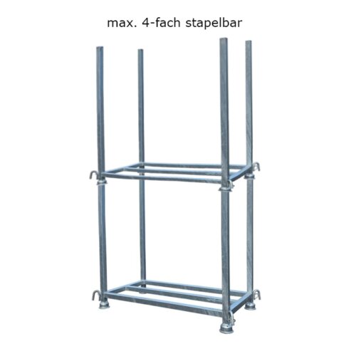 Stapelpalette mit Kranhaken für Fußplatten