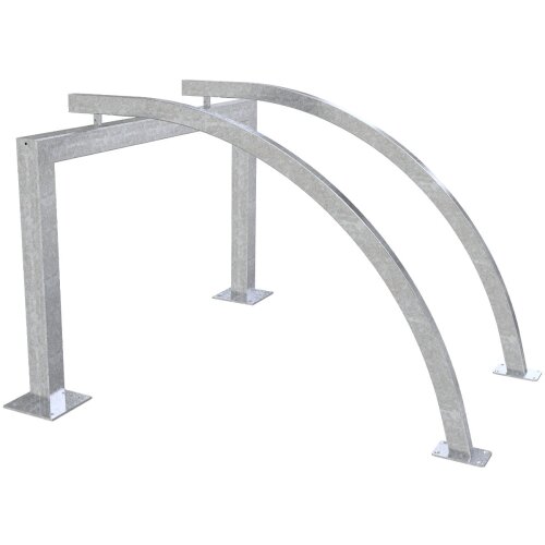 Reihenanlage aus Vierkantrohr mit gebogenen Anlehnbügeln