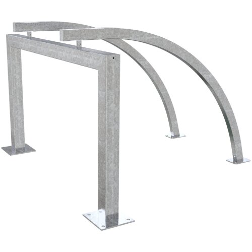 Reihenanlage aus Vierkantrohr mit gebogenen Anlehnbügeln