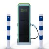 Absperrpoller als E-Ladesäulenschutz, Pfosten Ø 89 mm, blau, weiß