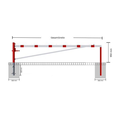 Drehschranke, horizontal schwenkbar mit zwei Auflagestützen