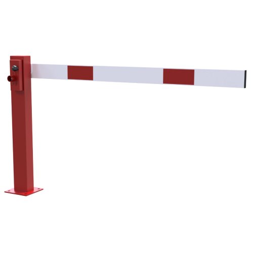 Kompakte Handschranke ohne Auflagepfosten, Dreikantverschluss, rot / weiß