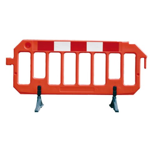 Absperrgitter aus Kunststoff, 2000 x 1000 mm, rot, verstellbare Füße