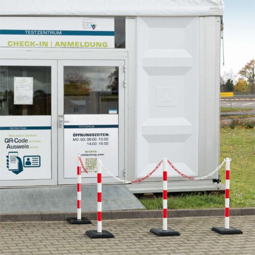 Kettenpfosten 4er-Set Guarda-Plus, rot-weiß