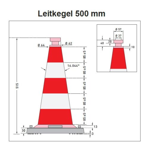 Leitkegel, BASt-geprüft nach TL-Leitkegel, nach DIN EN 13422