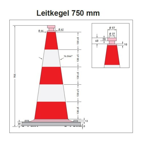 Leitkegel, BASt-geprüft nach TL-Leitkegel, nach DIN EN 13422