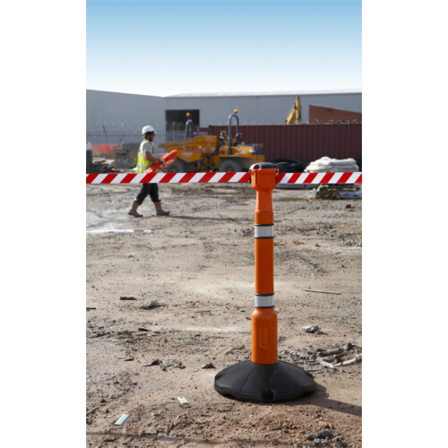 Absperrsystem Komplett-Set Skipper mit Absperrpfosten Skipper Gurt Farbe rot/weiß schraffiert