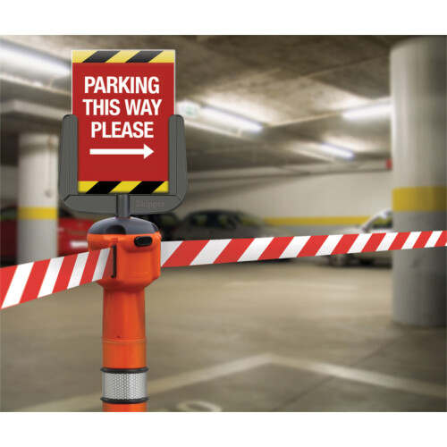 Absperrsystem Komplett-Set Skipper mit Absperrpfosten Skipper Gurt Farbe rot/weiß schraffiert