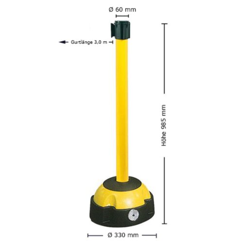Personenleitsystem Willi Gurt Farbe schwarz/gelb  Pfosten Farbe gelb