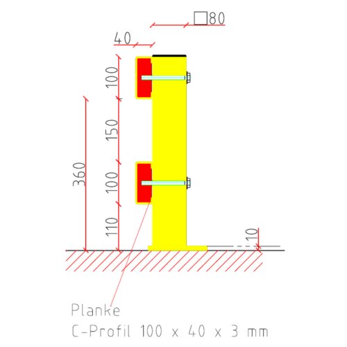 Rammschutzgeländer Central Standpfosten