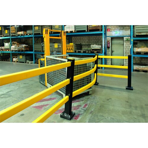 Rammschutzgeländer Hybrid Querbalken Ausführung für Anfangs-/ End- und Mittelpfosten  Länge 1500