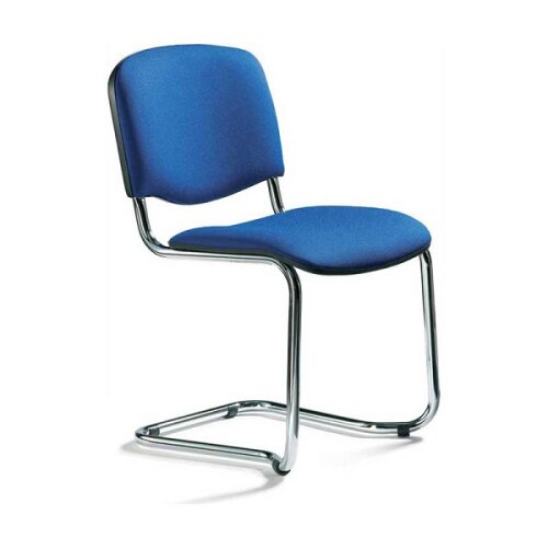 Freischwinger ohne Armlehnen Gestell chrom Stoff  blau