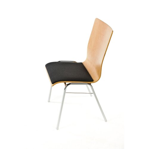 Holzschalen-Stapelstuhl Profi  gerade Form mit Sitzpolster schwarz