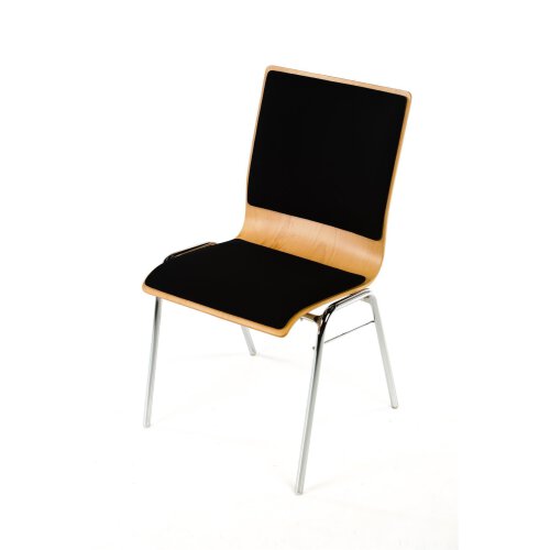 Holzschalen-Stapelstuhl Profi gerade Form mit Sitz und Rückenpolster