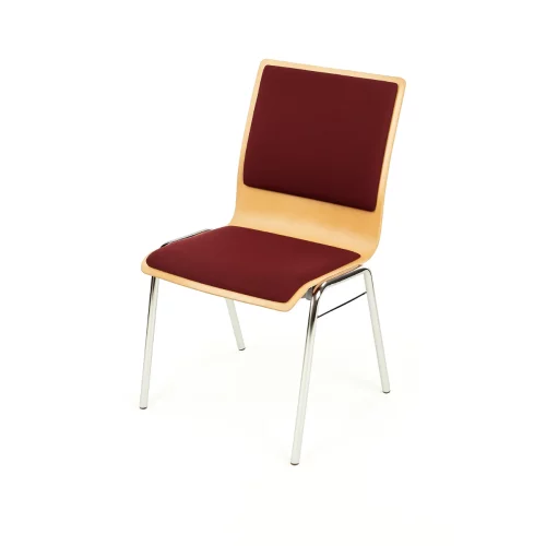 Holzschalen-Stapelstuhl Profi gerade Form mit Sitz und Rückenpolster