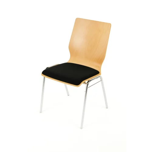 Holzschalen-Stapelstuhl Profi  taillierte Form mit Sitzpolster schwarz