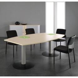 Besprechungstisch Bootsform  200 cm  , Dekor: Buche