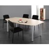 Besprechungstisch Bootsform  200 cm , 4-Fuss, Dekor: Ahorn, Gestell: Silber