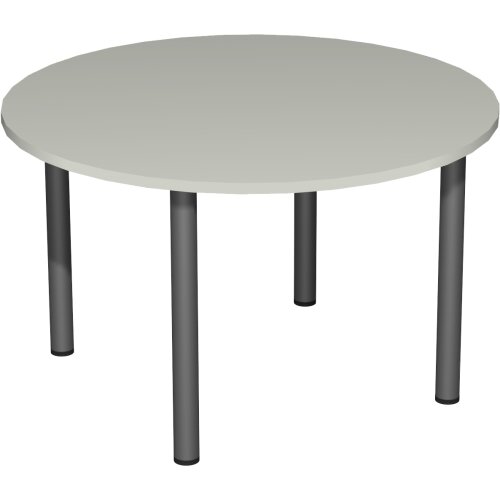 Besprechungstisch rund Durchmesser 120 cm, Dekor: Nussbaum Dunkel, Gestell: Anthrazit