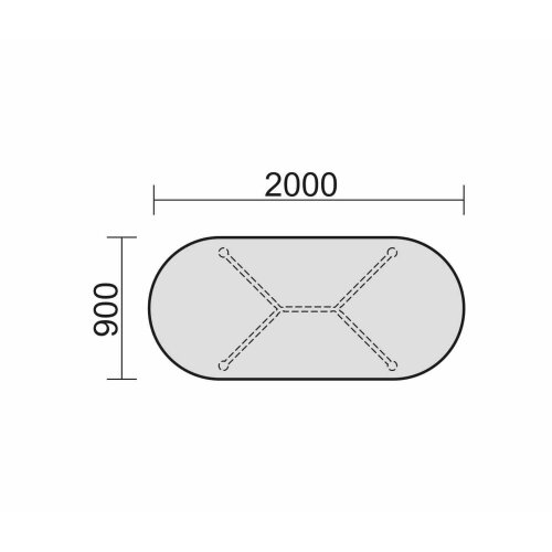 Besprechungstisch Oval, 4-Fuss, 200 x 90 cm, Dekor: Lichtgrau, Gestell: Anthrazit