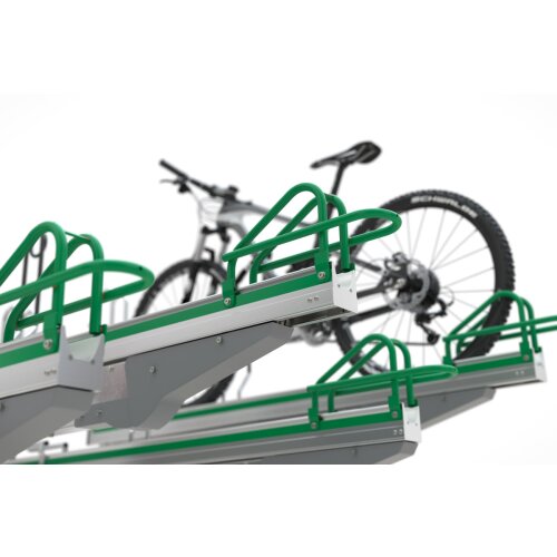 Doppelstockparker Lindau Profi einseitig, 500 mm Radabstand, 4 Stellplätze insgesamt 4