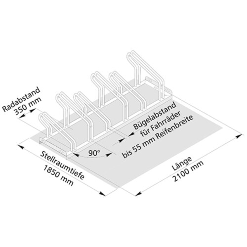 Fahrradständer Typ 1000, einseitig Stellplätze 10