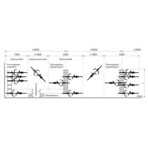Bügelparker Typ 1000, zweiseitig Stellplätze 6