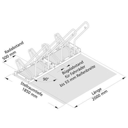 Fahrradständer Anlehnparker Typ 2500XBF Stellplätze 2