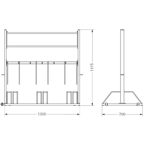 Werbe-Fahrradständer Security Station mit Laufrollen Druckarten ohne Digitaldruck  Farbe RAL 9006 Weißaluminium