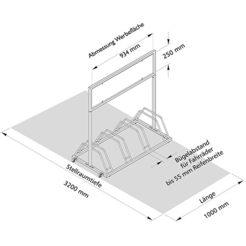 Werbe-Fahrradständer Typ EW 7004 mit Laufrollen