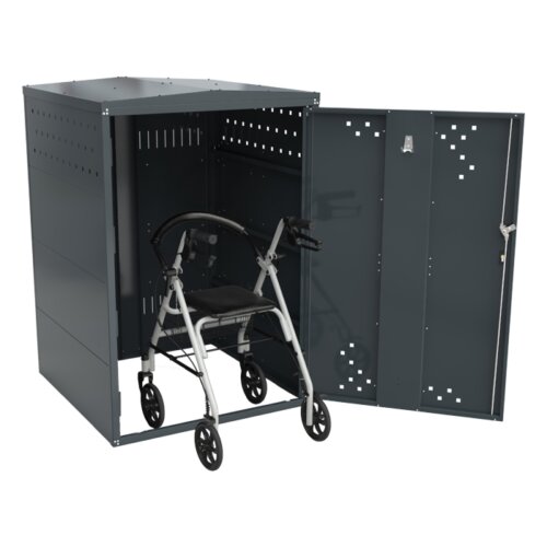 Rollatorgarage/Rollatorbox Treasure 2 Dach Giebeldach  Modell Grundelement  Seitenwand mit 2 Seitenwänden (komplett geschlossen)