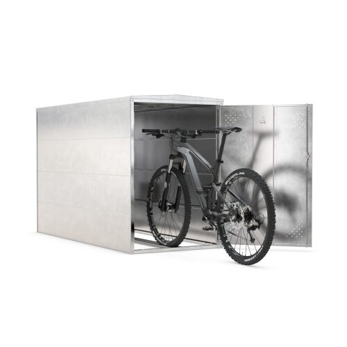 BikeBox 1 Basic, feuerverzink. Stahlblech, Flachdach, Seitenwand links u. rechts