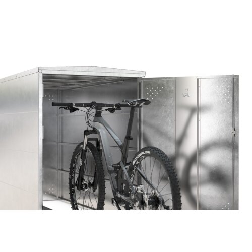 BikeBox 1 Basic, feuerverzink. Stahlblech, Flachdach, Seitenwand links u. rechts