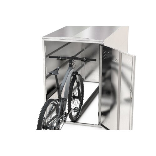 BikeBox 1 Basic, feuerverzink. Stahlblech, Flachdach, Seitenwand links u. rechts