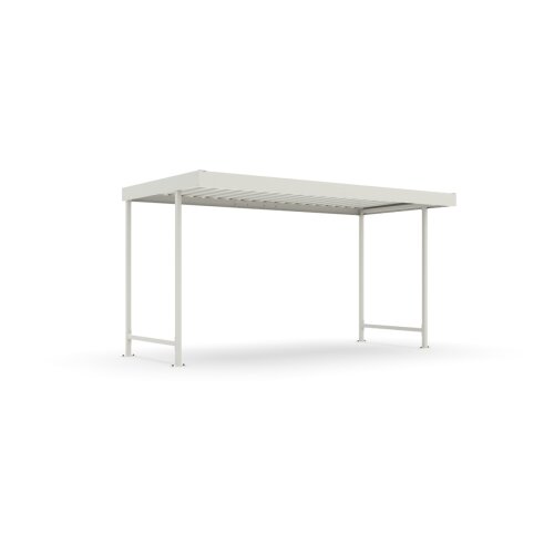 Überdachungssystem Leipzig L14, einseitig, Tiefe 2200 mm Korpus Farbe Grauweiß (RAL 9002)  Regenrinne ohne  Rückwand Nein