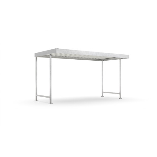 Überdachungssystem Leipzig L14, einseitig, Tiefe 2200 mm Korpus Farbe Grauweiß (RAL 9002)  Regenrinne ohne  Rückwand Nein