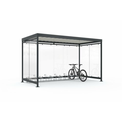 Fahrradüberdachung K4 b/b, einseitig Anlieferung und Montage Bausatz - Selbstabladung  Beleuchtung ohne  Fahrradständer ohne