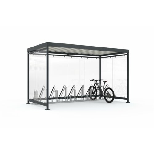 Fahrradüberdachung K4 b/b, einseitig Anlieferung und Montage Bausatz - Selbstabladung  Beleuchtung ohne  Fahrradständer ohne