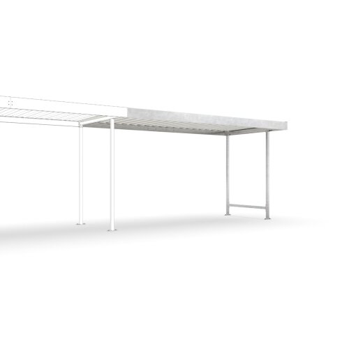 Anbaueinheit für Überdachungssystem Leipzig L14, einseitig, Tiefe 2200 mm Korpus Farbe Silber  Regenrinne inkl. Regenrinne und Fallrohr  Rückwand Nein