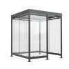 Raucherunterstand Modell K2 c/b Anlieferung und Montage Bausatz - Selbstabladung  Beleuchtung ohne  Seitenwände und Rückwand/Dekor/Sichtschutz mit Glasdekor / Siebdruck - Farbe RAL 9010 reinweiß (ähnlich)