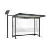 Raucherunterstand Modell K2 c/b Anlieferung und Montage Bausatz - Selbstabladung  Beleuchtung ohne  Seitenwände und Rückwand/Dekor/Sichtschutz mit Glasdekor / Siebdruck - Farbe RAL 9010 reinweiß (ähnlich)