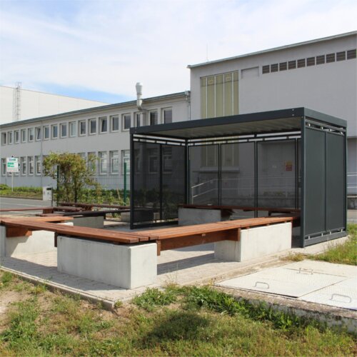 Raucherunterstand Modell K1 a/a Anlieferung und Montage Bausatz - Selbstabladung  Beleuchtung ohne