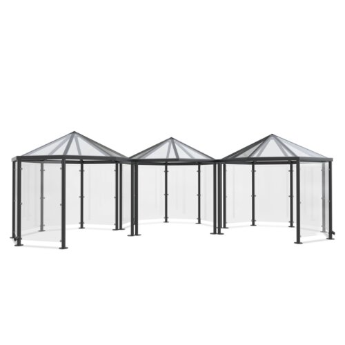 Raucherunterstand Paris P803/VSG Beleuchtung ohne  Seitenwände/Dekor/Sichtschutz ohne Seitenwände  Sitzbänke ohne