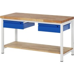 Werkbank mit 2 Schubladen und Ablageboden Buche,  Serie...