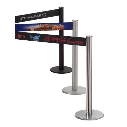 Personenleitsystem P-Line Fenix Gurt Farbe schwarz Pfosten Farbe Aluminium lackiert Verschluss mit Gurtendstück (Standard)