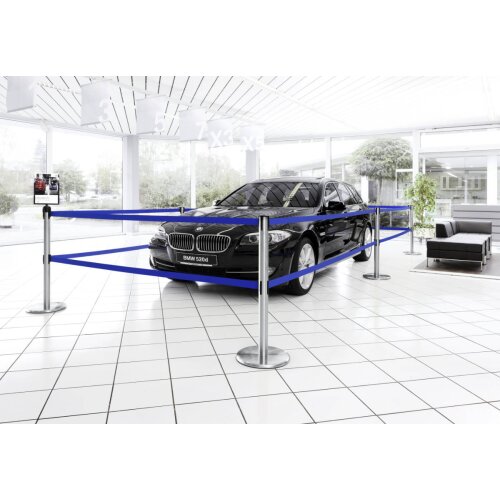 Personenleitsystem P-Line Duo Gurt Farbe rot Pfosten Farbe chrom Verschluss mit Gurtendstück (Standard)