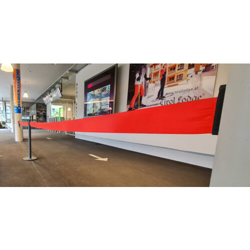 Personenleitsystem P-Line Harmony aus Edelstahl, breites Gurtband, rot, 2,3 m Gurt Farbe rot Gurt Länge 2,3 m