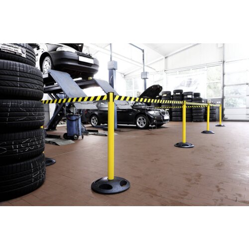 Personenleitsystem P-Line Utility Safety Gurt Farbe schwarz/gelb Pfosten Farbe gelb Verschluss mit Gurtendstück (Standard)