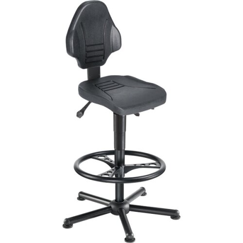 Arbeitsdrehstuhl hoch PU schwarz mit Fußring