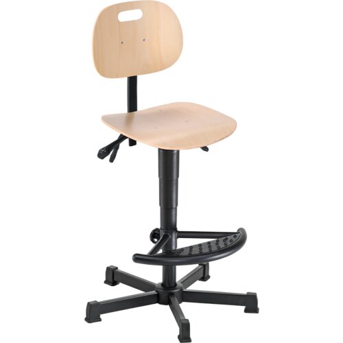 Arbeitsdrehstuhl hoch Buche mit Fußhalbring